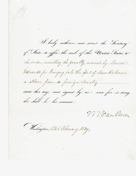 Appraisal: Americana Document Signed M Van Buren partially printed and accomplished