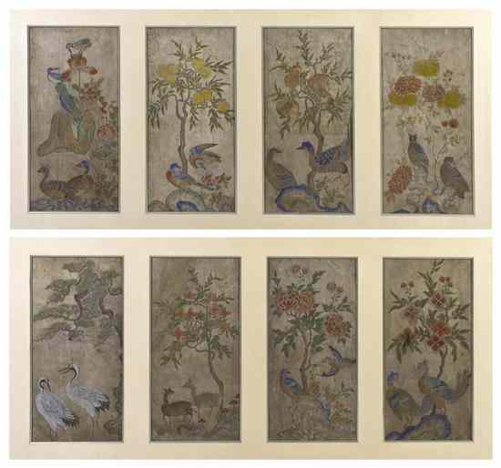 Appraisal: A Korean Eight-Panel Paper Screen th century the panels depicting