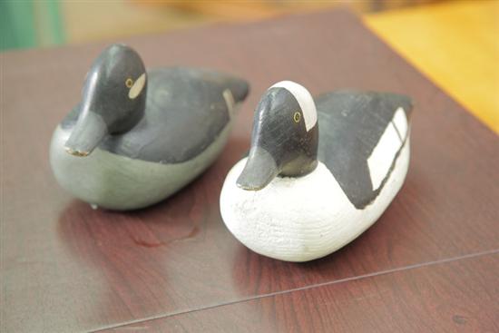 Appraisal: TWO DUCK DECOYS Both painted Bluebill Drakes with lead weights