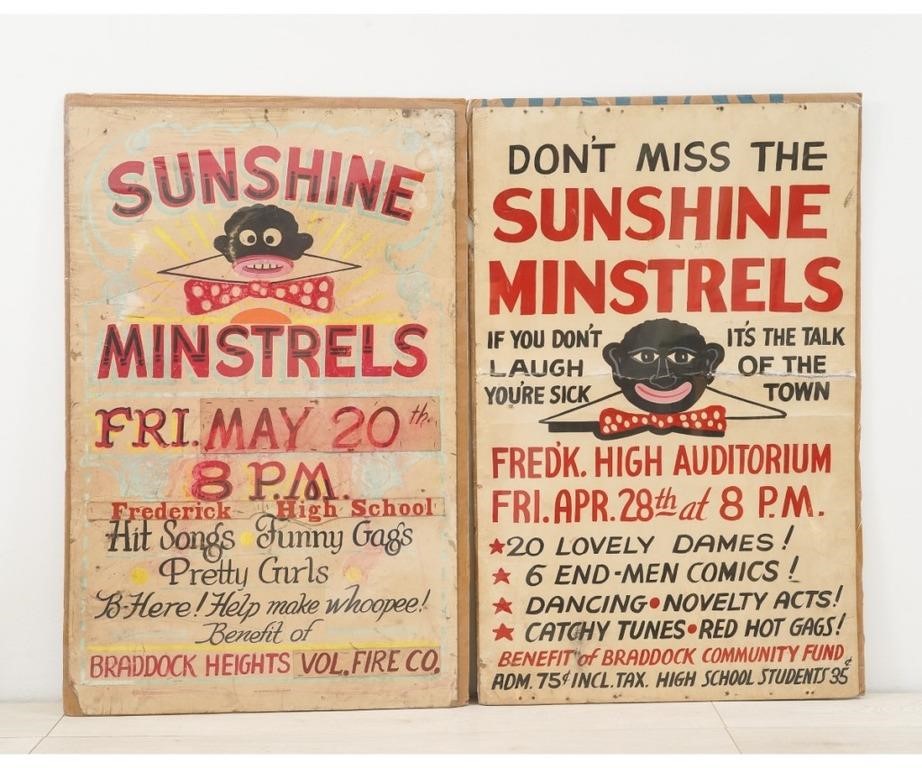 Appraisal: Two large early Sunshine Minstrels posters in plastic wrap on