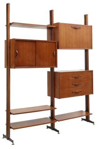 Appraisal: Italian mid-century modern teak modular bookcase c s black steel