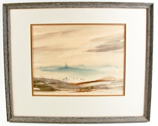 Appraisal: Fred Gibson unknown Geese Rising from a Misty Marsh watercolor