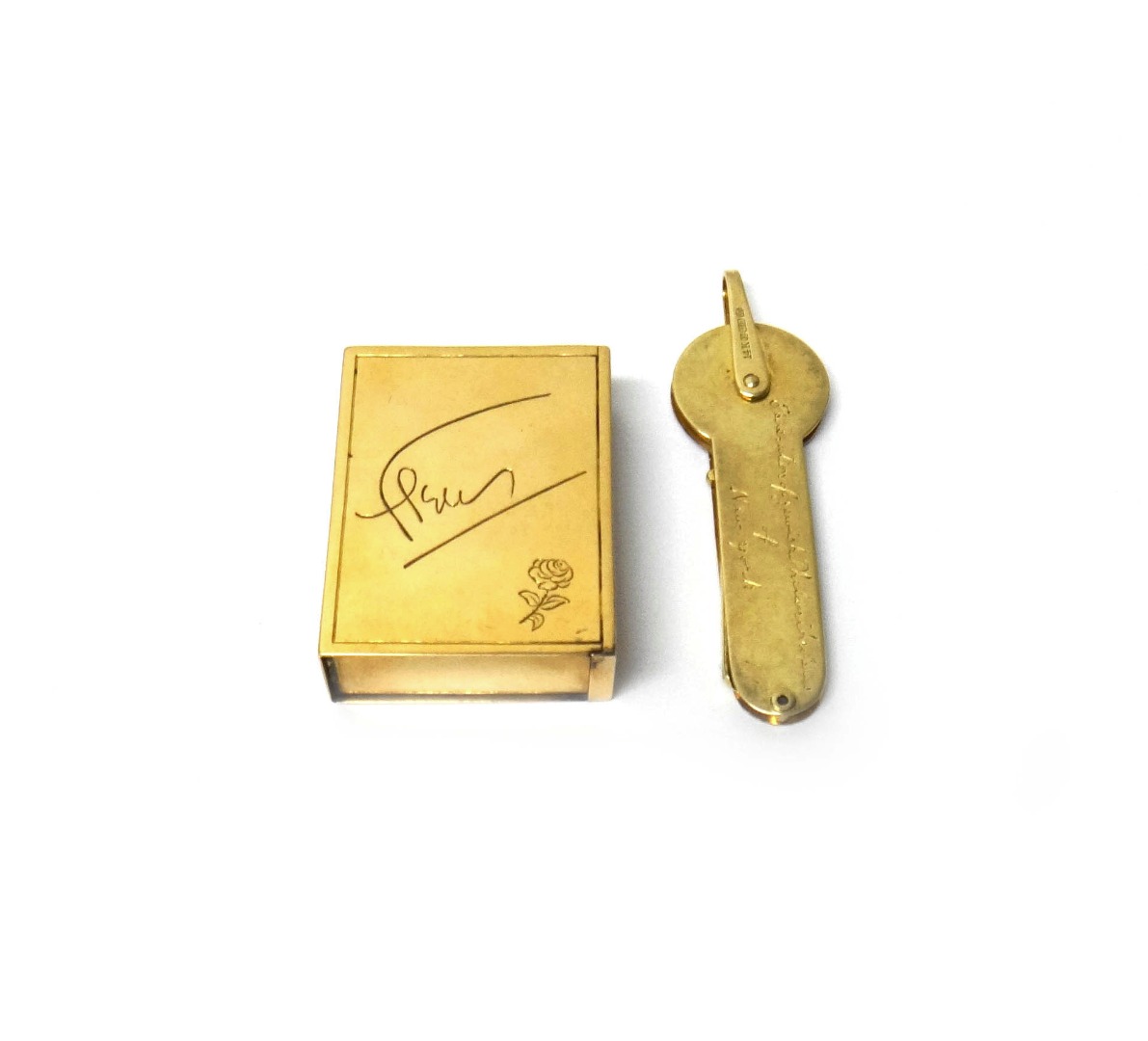 Appraisal: A rectangular gold slide action vesta box apparently unmarked probably