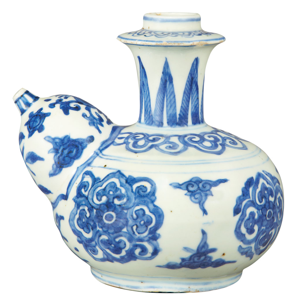 Appraisal: Chinese Blue and White Glazed Porcelain Ewer Ming Dynasty The