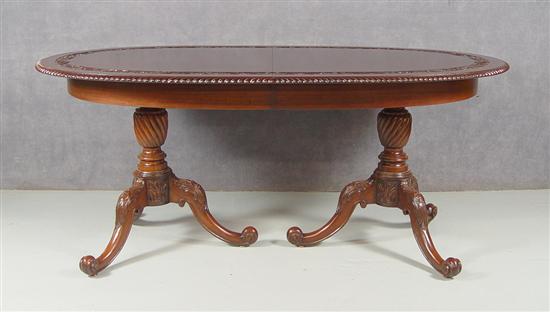 Appraisal: Carved Mahogany Double Pedestal Dining Table Late th Century x