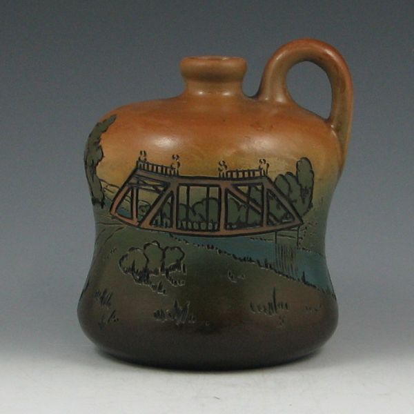 Appraisal: Weller Dickensware Mt Vernon Bridge jug by Upjohn signed UJ