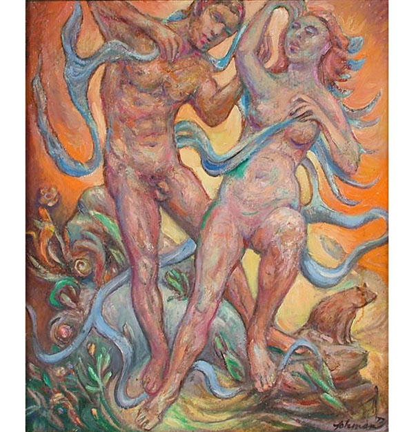 Appraisal: Robert Lohman American - dancing nude figures oil on board