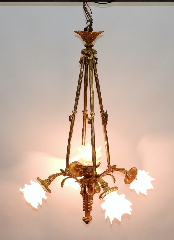 Appraisal: FRENCH GILT BRONZE ARM LIGHT CHANDELIER France th CenturyGilt bronze