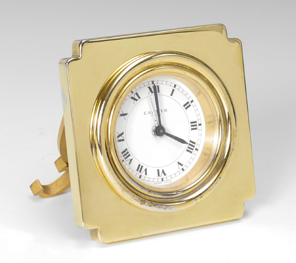 Appraisal: LES MUST DE CARTIER TRAVEL ALARM CLOCK Brass case with