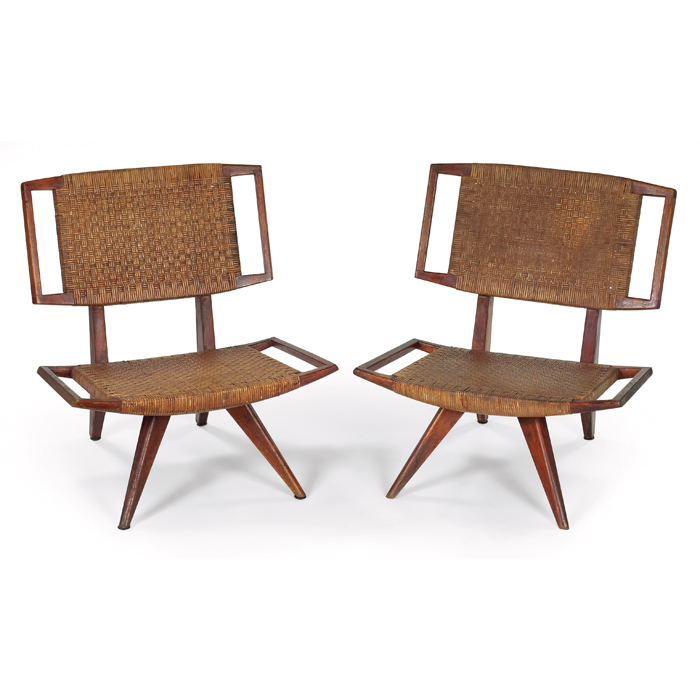 Appraisal: Paul Laszlo chairs pair by Glenn of California bleached mahogany