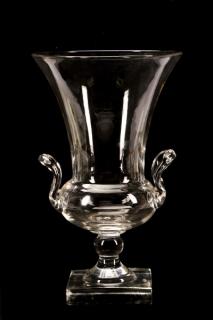 Appraisal: Large Crystal Double Handled Footed Vase Continental late th century