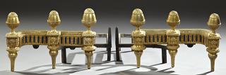 Appraisal: Pair of Fine French Bronze Louis XVI Style Chenets Pair