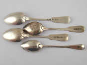 Appraisal: Four Various Scottish Provincial teaspoons being an Old English pattern