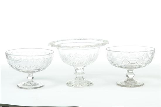 Appraisal: THREE CUT GLASS COMPOTES Pittsburgh nd quarter- th century Bakewell