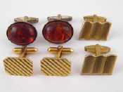 Appraisal: A mixed lot comprising three pairs of cufflinks including one