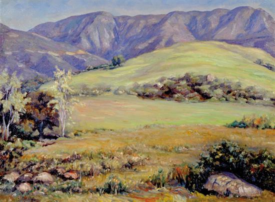 Appraisal: John Augustus Dominique California - GREEN HILLS oil on canvas