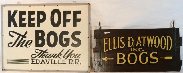 Appraisal: TH CENTURY SIGNS ELLIS D ATWOOD BOGS WOODEN SIGN REPAINTED