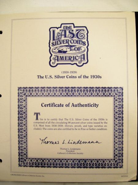 Appraisal: Last Silver Coins of America Binder s- s