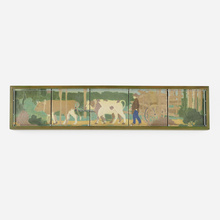 Appraisal: Addison LeBoutillier for Grueby Faience Company RARE FIVE-TILE OXEN FRIEZE