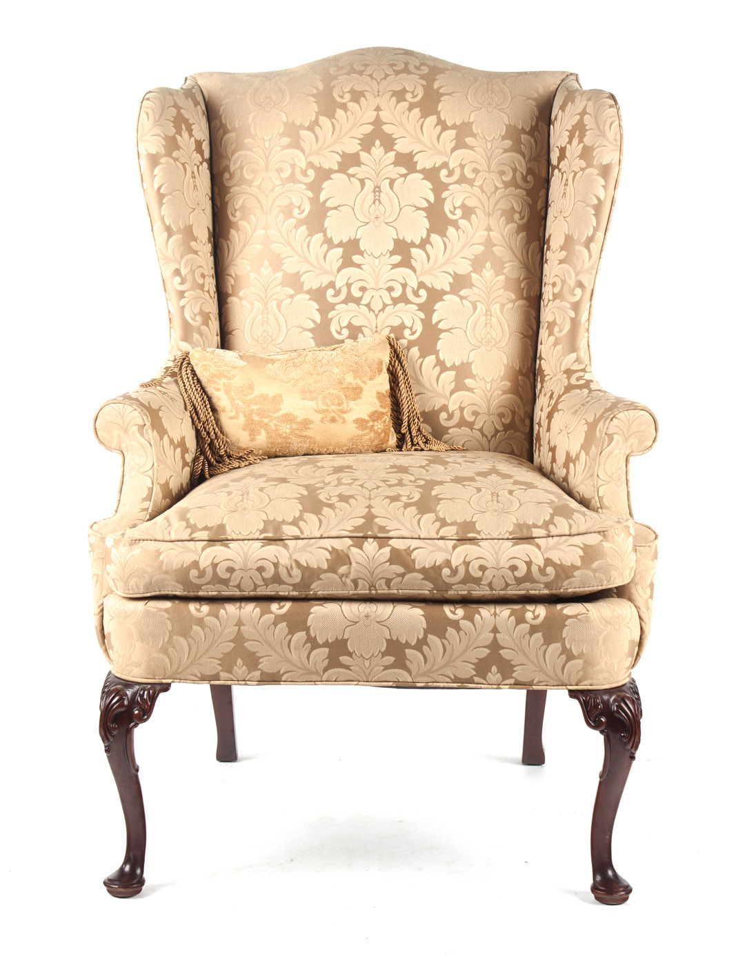 Appraisal: Queen Anne style mahogany wing chair th century Hickory Chair