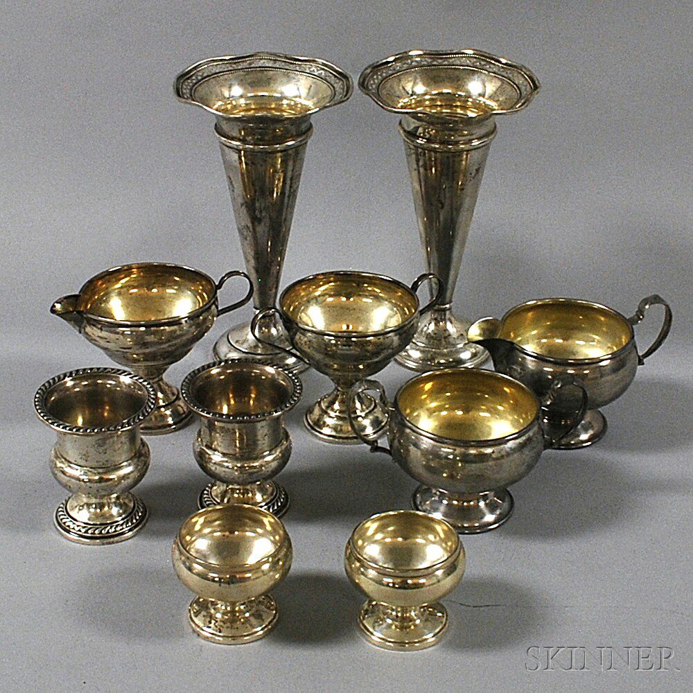 Appraisal: Ten Assorted Pieces of Sterling Silver Tableware a pair of