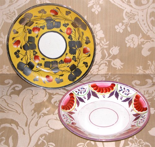 Appraisal: Title Pair Lustre Bowls one pink lustre with painted floral