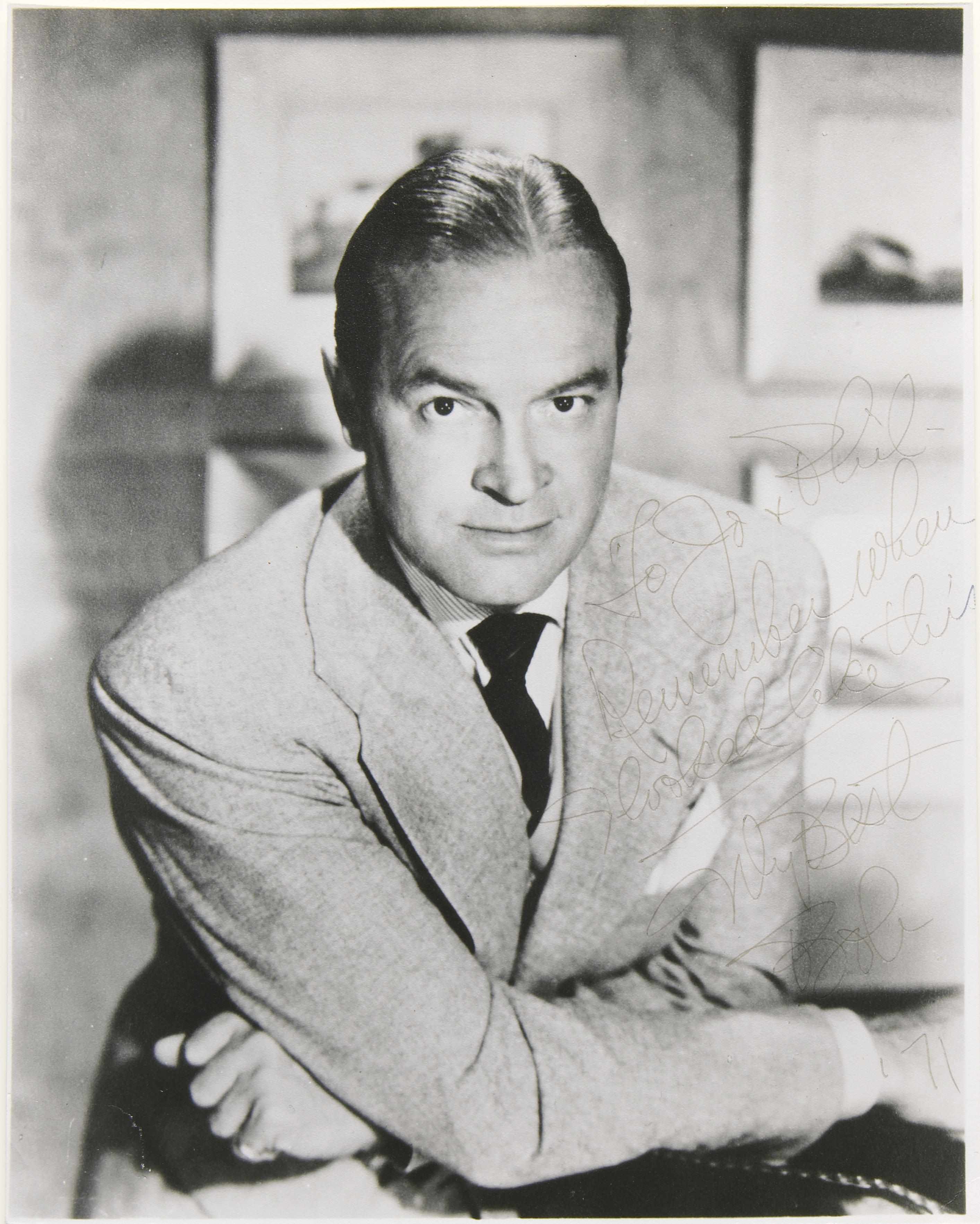 Appraisal: Bob Hope inscribed photograph A vintage black and white publicity