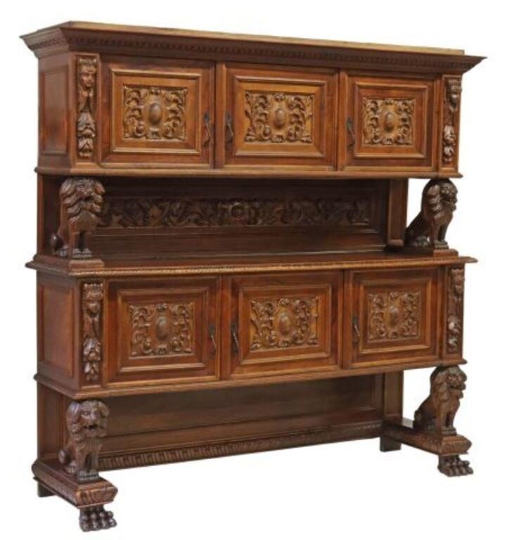 Appraisal: Italian Renaissance Revival carved sideboard early th c having stepped