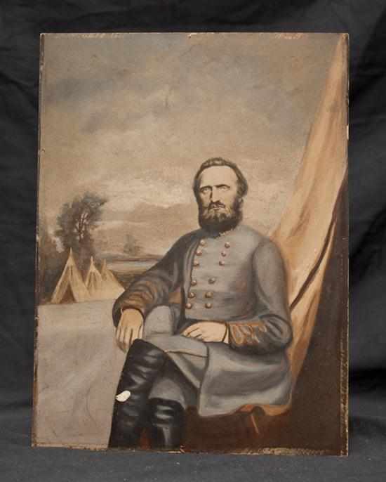 Appraisal: Confederate Photograph Hand-colored portrait of a high-ranking Confederate officer in