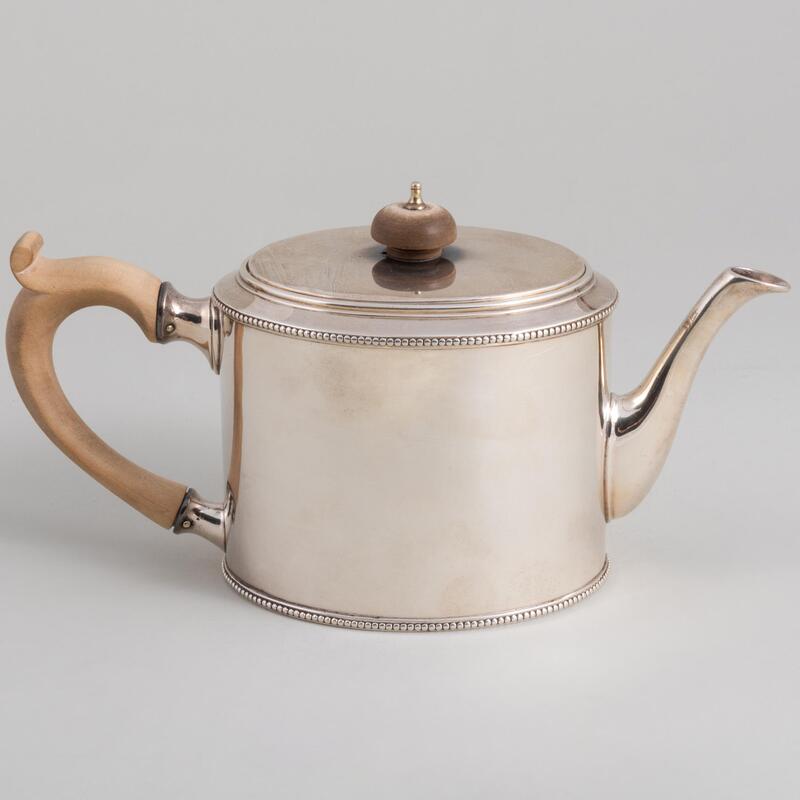 Appraisal: George III Silver Teapot and Cover Mark of William Vincent