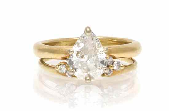 Appraisal: A Karat Yellow Gold and Diamond Solitaire Ring containing one