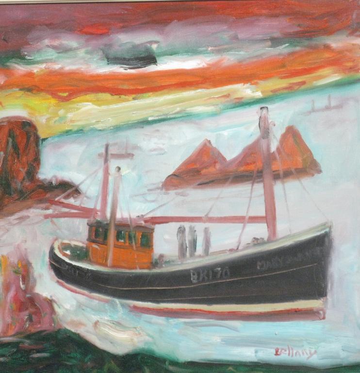 Appraisal: JOHN BELLANY R A b Trawlers off a Coast signed