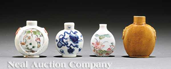 Appraisal: A Group of Four Chinese Porcelain Snuff Bottles early th