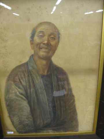 Appraisal: Hosui Yamamoto Watercolor smiling man '' x '' well listed