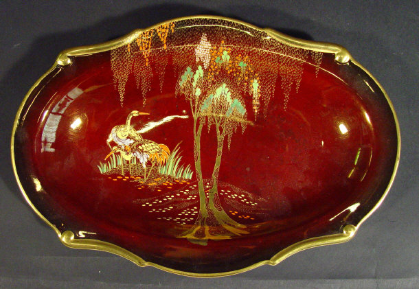 Appraisal: Carltonware Rouge Royale dish enamelled with chinoiserie decoration printed factory