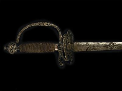 Appraisal: A mid th century silver hilted smallsword the blade engraved