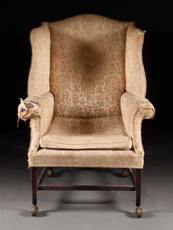 Appraisal: George IV style mahogany upholstered wing chair early th century