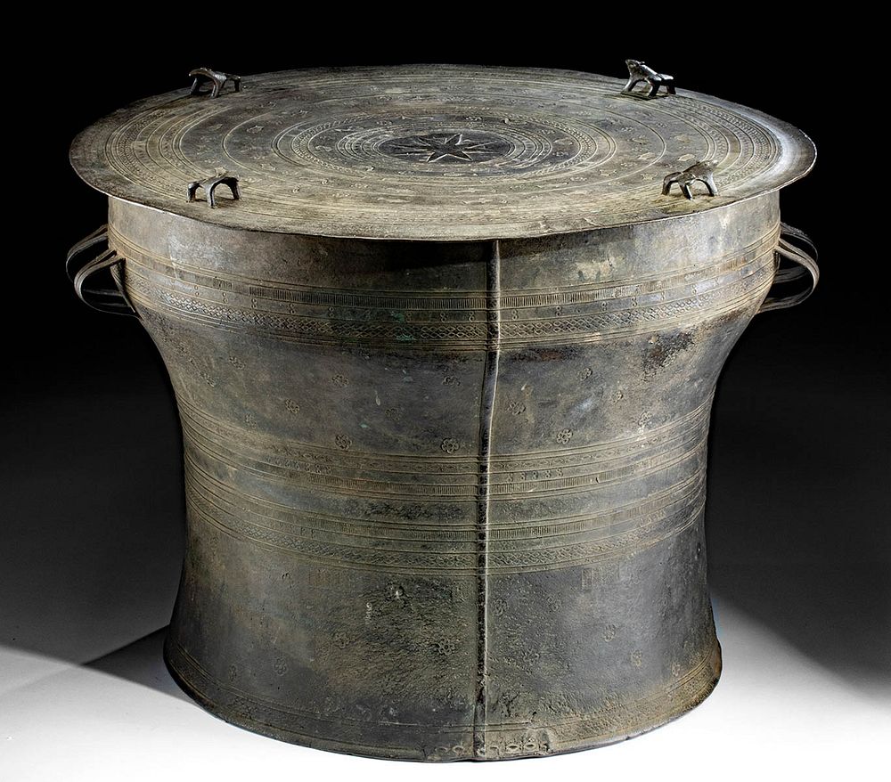 Appraisal: EXHIBITED th C Burmese Karen Bronze Rain Drum Southeast Asia