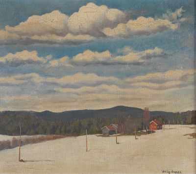 Appraisal: Erling Enger Norwegian - Winter farm Oil on canvas board