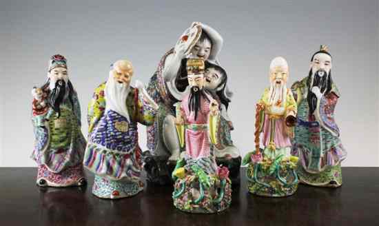 Appraisal: Six Chinese famille rose figures or groups Republic period -