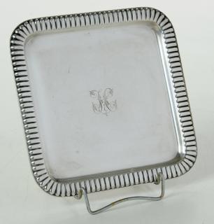 Appraisal: Tiffany Silver Plate Tray th century square with reeded border