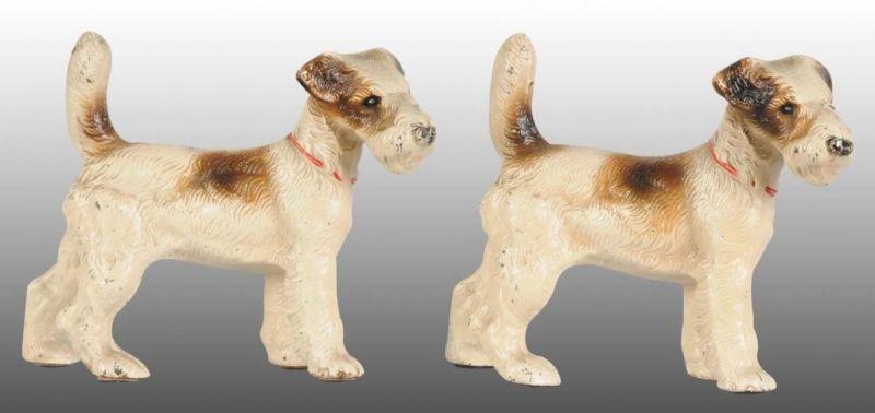 Appraisal: Wirehaired Terrier Dog Cast Iron Bookends Description Made by Hubley