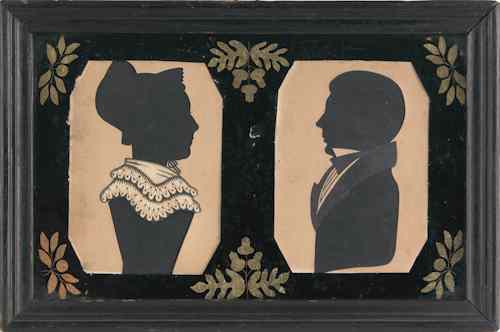 Appraisal: New England double hollow cut silhouette of man and woman