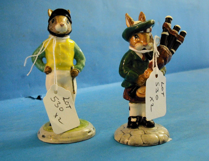 Appraisal: Royal Doulton Bunnykins Figures Piper DB and Jockey DB both