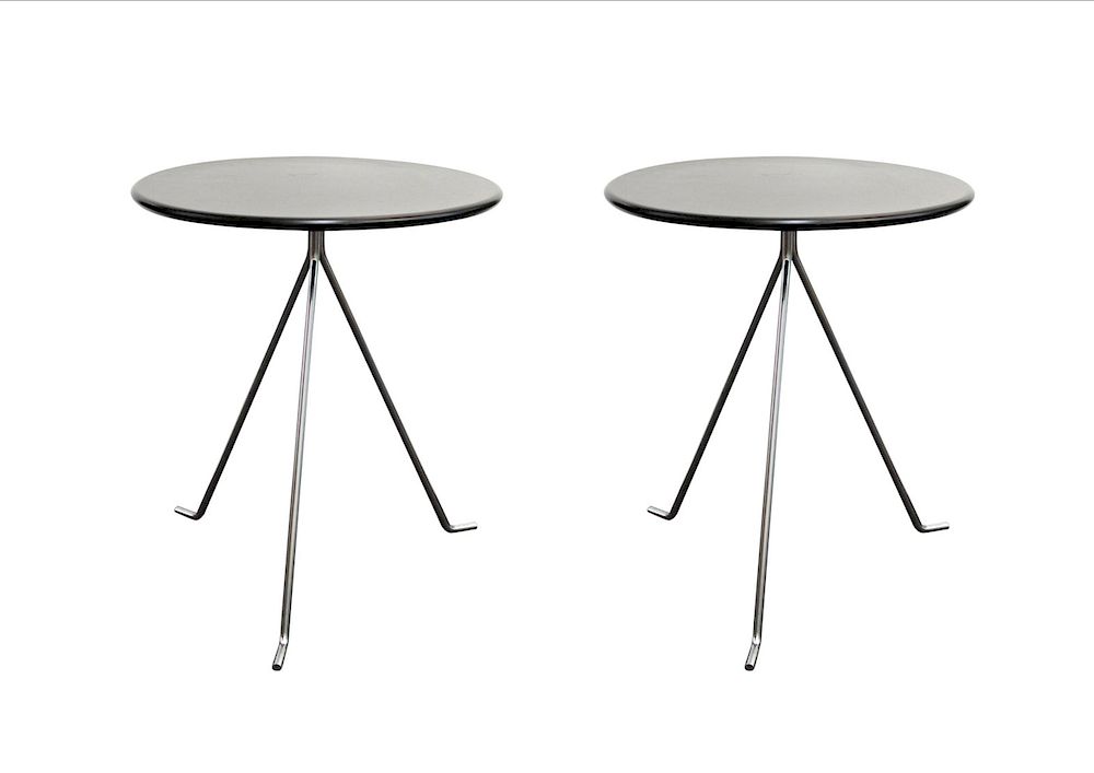 Appraisal: B Danish Modern Round Metal Side Table Pair Pair of