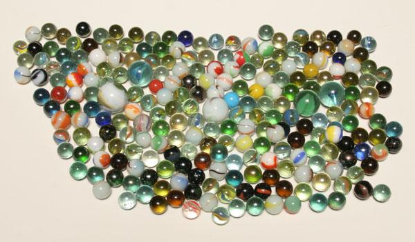 Appraisal: Large lot of vintage glass and clay marbles some examples