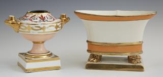 Appraisal: Two Pieces of China one a Derby inkwell with gilt