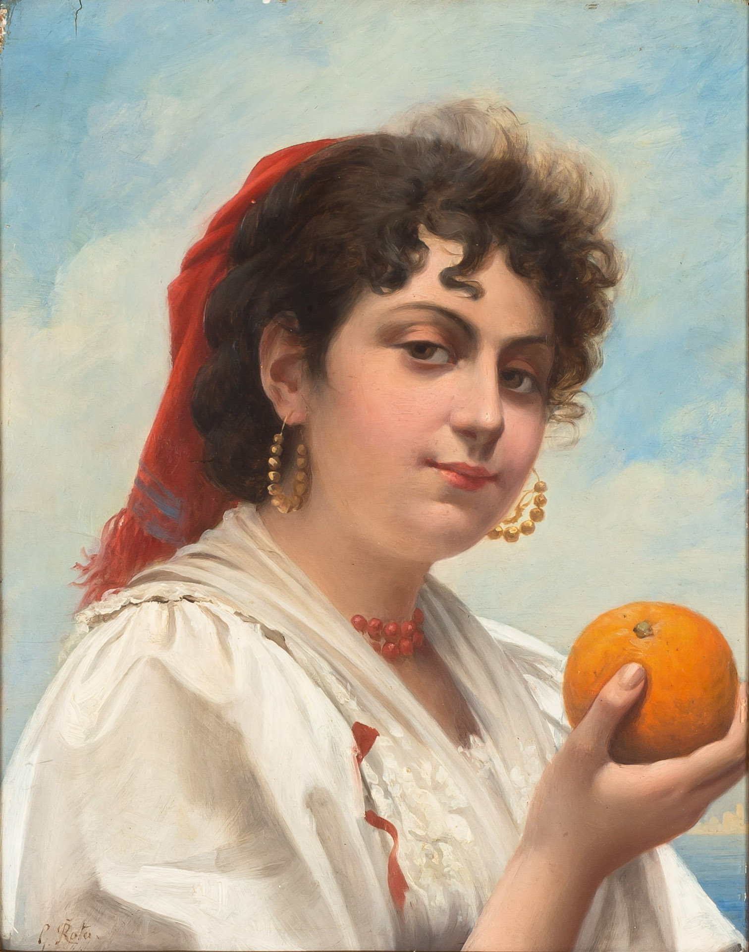 Appraisal: GIOVANNI ROTA ITALIAN - GIRL WITH ORANGE oil on panel