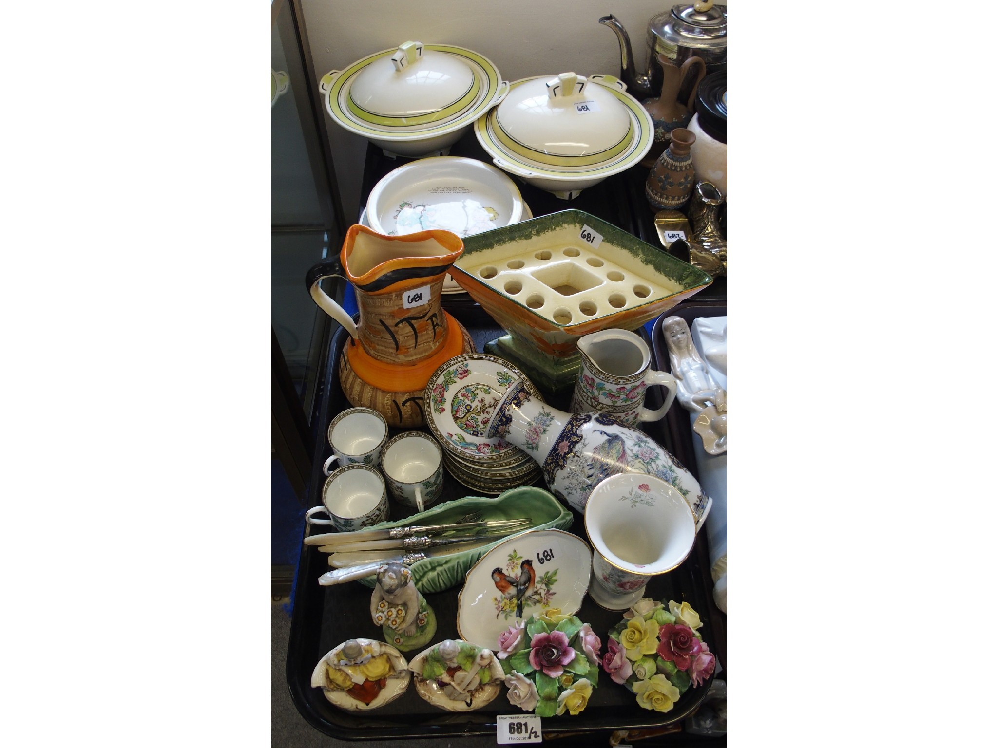 Appraisal: Two trays comprising Mabel Lucie Atwell baby's plate Bunnykins plates