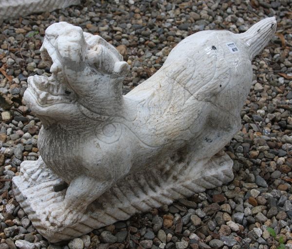 Appraisal: Stone carving of an animal h x l Good condition